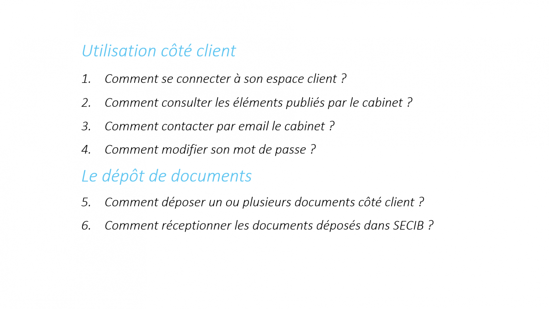 SECIB Online - Utilisation côté client